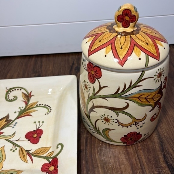 Retired Pier One Imports Carynthum Rectangular Serving platter and Cookie Jar - Picture 3 of 6